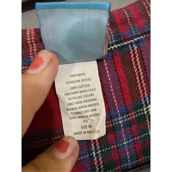 Moon Beams Red Plaid Cotton Long Sleeve Nightgown Dress Size Medium - Picture 5 of 6